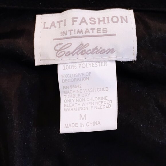 Black 2 Pc Satin Finish Top & Pants Polyester Sleepwear - Picture 5 of 5